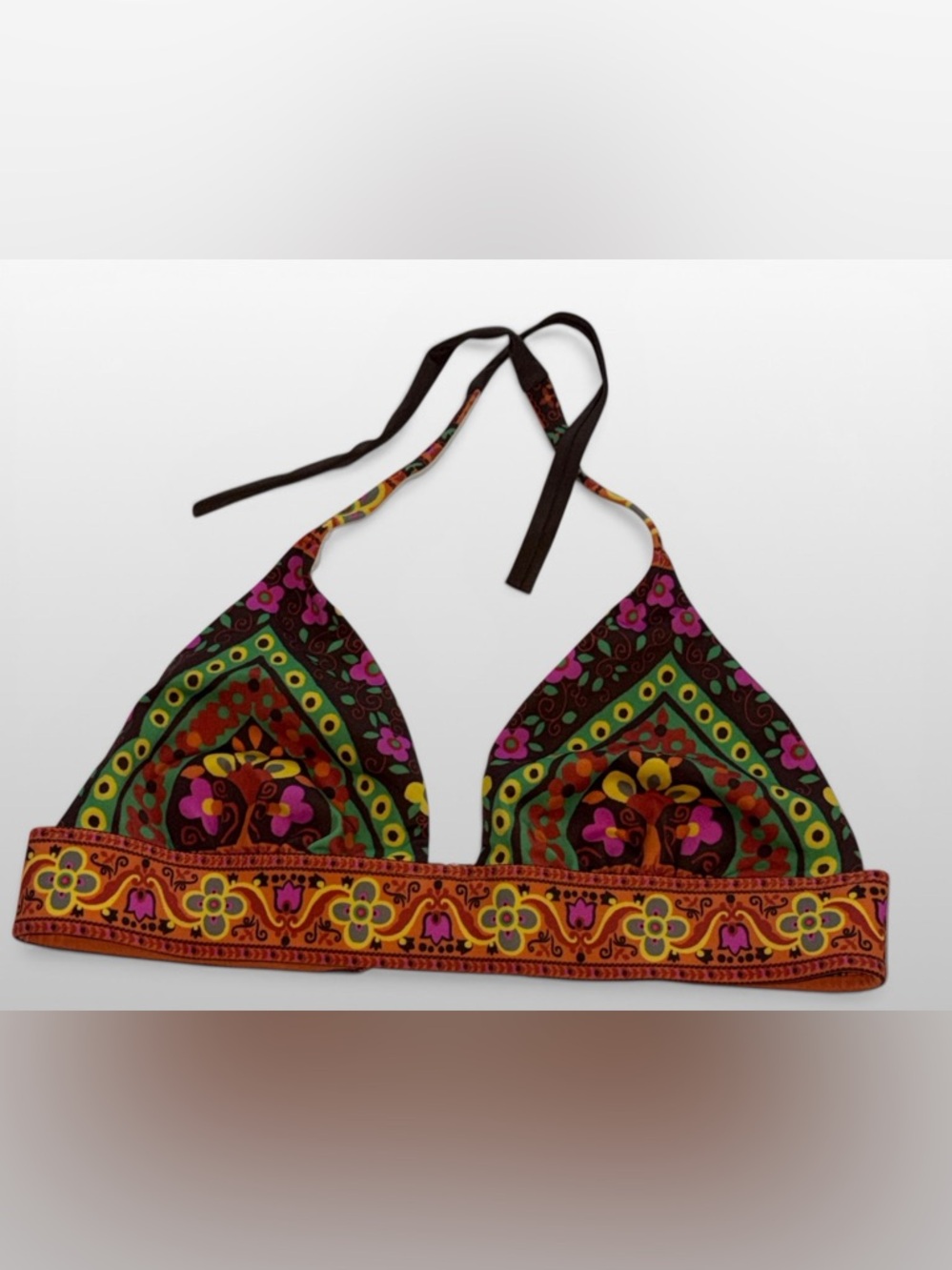 Victoria’s Secret Bikini Top Medium Halter Boho Floral Retro Y2K Swim